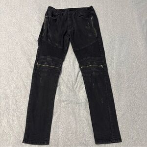 Forever 21 Men's Distressed Black Skinny Jeans